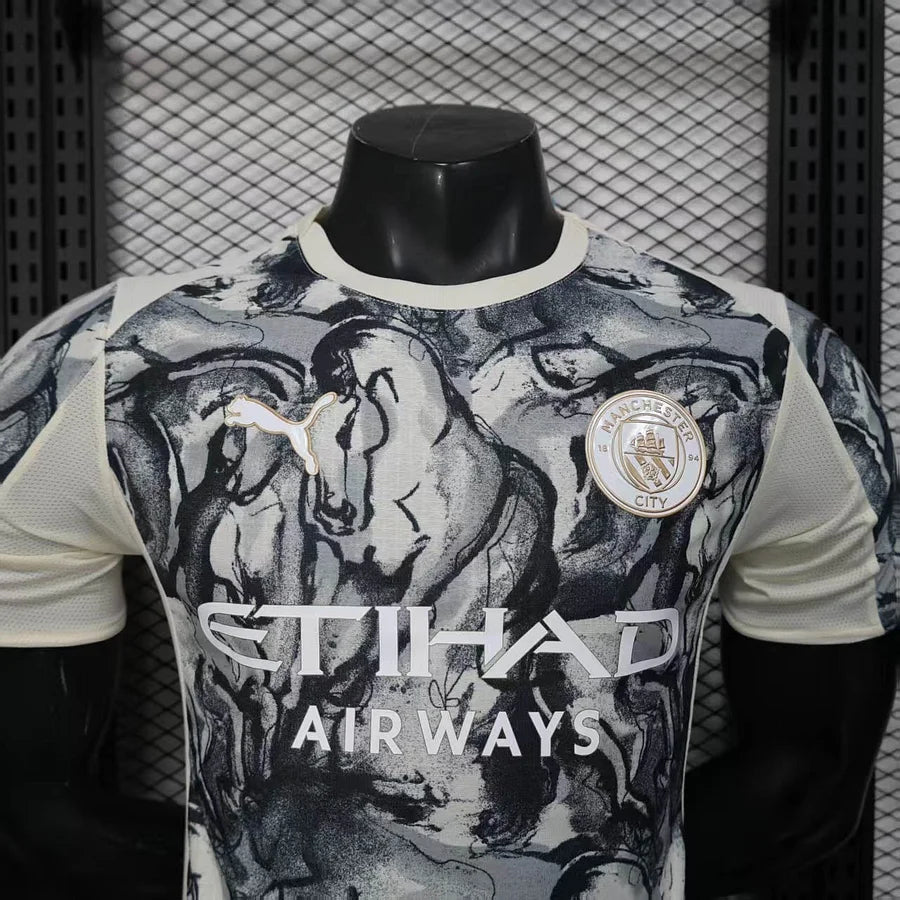 2025/2026 Player Version Manchester City Year of The Horse Special Edition Grey Football Shirt 1:1 Thai Quality