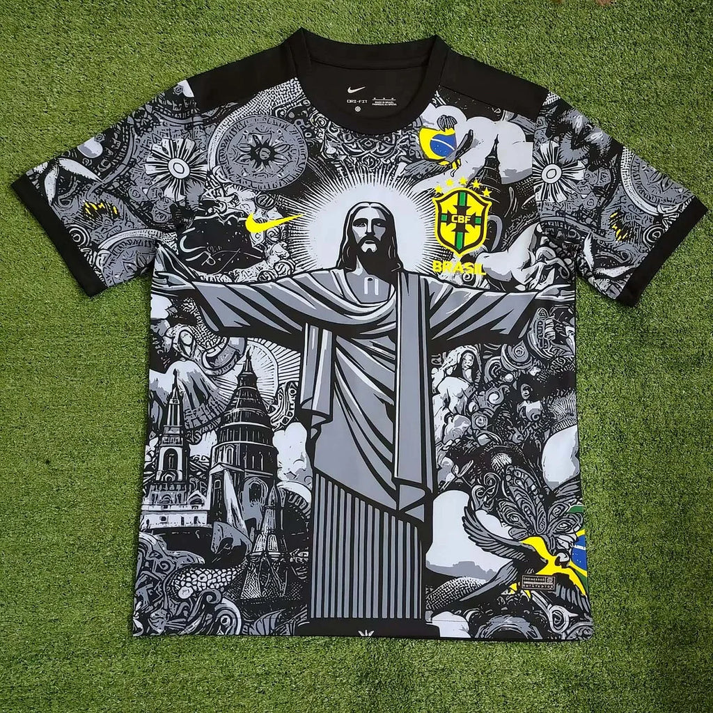2024 Brazil Special Edition Jesus Black Gray Soccer Jersey 1:1 Thai Quality