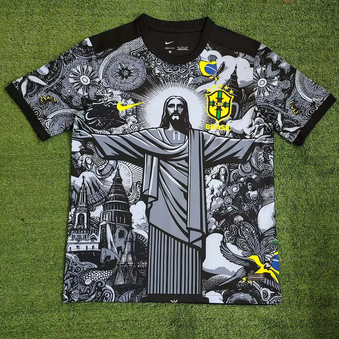 2024 Brazil Special Edition Jesus Black Gray Soccer Jersey 1:1 Thai Quality