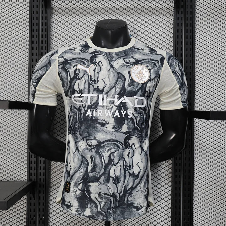 2025/2026 Player Version Manchester City Year of The Horse Special Edition Grey Football Shirt 1:1 Thai Quality